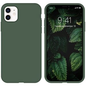 zvastt iphone 11 case iphone 11 phone case liquid silicone soft gel rubber cover microfiber lining anti-scratch durable full body shockproof protective phone cases for iphone 11 6.1", forest green
