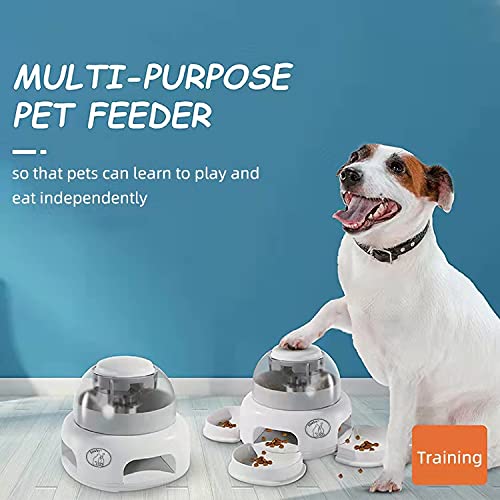 Eimiry Pressing Pet Feeder, with 4 Feeding Troughs, Pet Dry Food Dispenser,Dog Automatic Feeders,Make Pets Learn to Play and eat independently