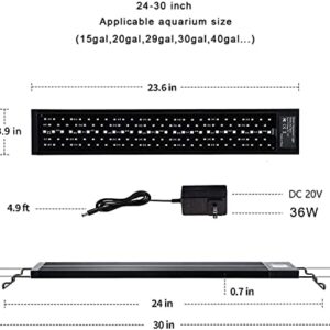 AMZBD Aquarium Lights, LED Aquariums Lights with Full Spectrum Adjustable 7 Colors,Programmable,Waterproof,Timer&DIY Mode for Freshwater Fish Tank or Plants Tank,Extendable Brackets (24-30 inch)