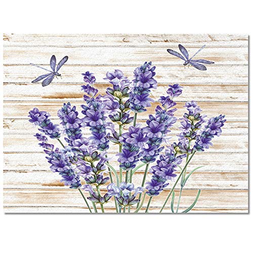 Indoor Area Rug 2' x 3' Purple Floral Lavender Dragonfly, Non-Slip Floor Rugs for Living Room/Bedroom/Baby Room/Nursery, Throw Carpet Floor Modern Home Decor Retro Country Wooden Board