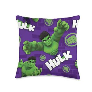 marvel spidey and his amazing friends hulk print throw pillow, 16x16, multicolor