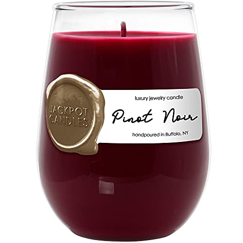 Jackpot Candles Pinot Noir Wine Glass Candle with Ring Inside (Surprise Jewelry Valued at 15 to 5,000 Dollars) Ring Size 7