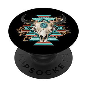 western serape aztec cow skull bull skull cowgirl rodeo girl popsockets swappable popgrip