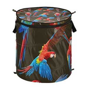 parrot pop up laundry hamper with lid foldable laundry basket with handles collapsible storage basket clothes organizer for travel kids room