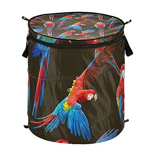 Parrot Pop Up Laundry Hamper With Lid Foldable Laundry Basket With Handles Collapsible Storage Basket Clothes Organizer for Travel Kids Room