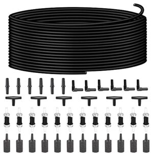 saricho aquarium air pump accessories set-9.84/26.25/101.71 feet aquarium airline tubing hose,check valves,air stones and connectors of i,l,t shape (101.71feet hose 12stone 12check valve 18connector)