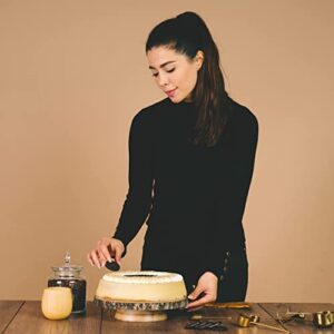 Hanson and Bennett Wooden Rustic Cake Stand - Beautiful and Natural Rustic Wedding Cake Stand - Smooth, Finished Wood Cake Stand Rustic Slab - Stunning Wood Slice Cake Stand for Wedding Reception