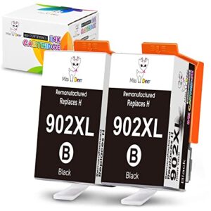 miss deer 902xl black compatible ink cartridge(upgrade chip)replacement for hp 902 xl 902xl ink cartridge,work for hp officejet pro 6950 6951 6954 6958 6962 6960 6961 6968 6970 6975 6978 6979(2 black)