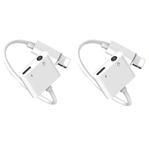 [apple mfi certified]2 pack charger headphones adapter for iphone,lightning to 3.5mm headphone jack adapter,2 in 1 jack dongle audio & charger splitter adapter compatible with iphone 12/11/xs/xr/x/8/7
