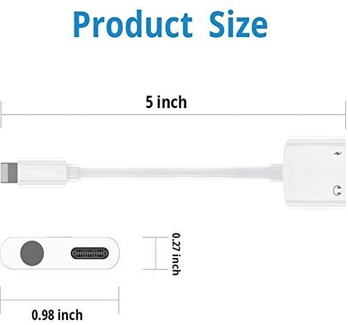 [Apple MFi Certified]2 Pack Charger Headphones Adapter for iPhone,Lightning to 3.5mm Headphone Jack Adapter,2 in 1 Jack Dongle Audio & Charger Splitter Adapter Compatible with iPhone 12/11/XS/XR/X/8/7