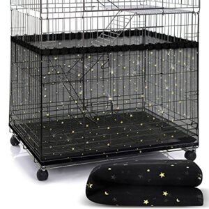 large bird cage cover birdcage nylon mesh net cover seed feather catcher twinkle star universal birdcage cover bird seed guard skirt for parakeet macaw african round square cage (black, xl)