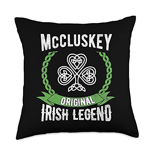 Irish Legend Shoppe McCluskey Name Irish Legend Shamrock Green St. Patrick's Day Throw Pillow, 18x18, Multicolor