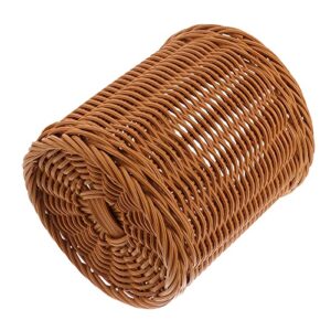 jojofuny Decorative Wicker Waste Basket with Lid Paper Wastebasket Haven Woven Basket Trash Can Garbage Container Bin for Bathroom Kitchen