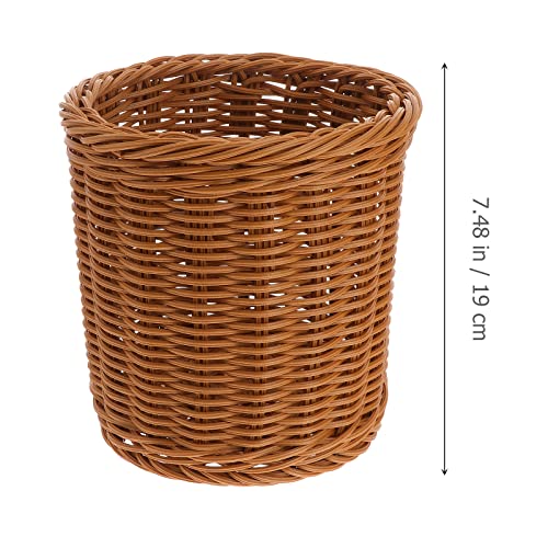 jojofuny Decorative Wicker Waste Basket with Lid Paper Wastebasket Haven Woven Basket Trash Can Garbage Container Bin for Bathroom Kitchen