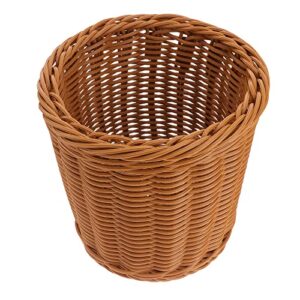 jojofuny Decorative Wicker Waste Basket with Lid Paper Wastebasket Haven Woven Basket Trash Can Garbage Container Bin for Bathroom Kitchen