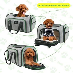 Minthouz Cat Carrier, Four-side Expandable Pet Carrier Airline Approved Dog Carrier with Safty Leash and Shoulder Strap, Collapsible Puppy Carrier with Self-lock Zipper,Removable Fleece Pad and Pocket