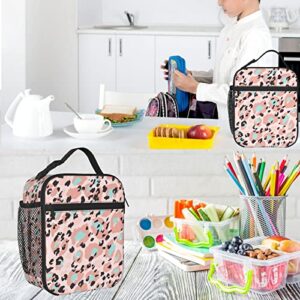 PrelerDIY Leopard Rosettes Lunch Box - Insulated Lunch Bags for Women/Men/Girls/Boys Detachable Handle Lunchbox Meal Tote Bag