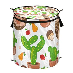 cute hedgehogs pop up laundry hamper with lid foldable laundry basket with handles collapsible storage basket clothes organizer for home college dorm camping