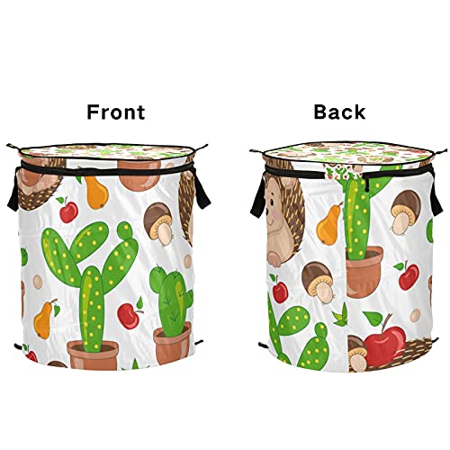 Cute Hedgehogs Pop Up Laundry Hamper With Lid Foldable Laundry Basket With Handles Collapsible Storage Basket Clothes Organizer for Home College Dorm Camping