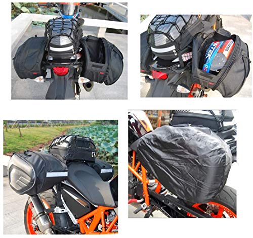 MIHUNTER Motorcycle Saddle Bags, Powersports Saddle Bags,Waterproof Saddlebags Luggage Bags,Motorcycle Helmet Bag,Full Face Helmet Storage Bag,Motorcycle Pillion Seat Bag, Side Bags