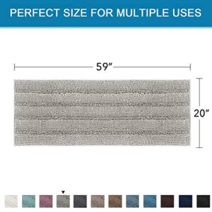 H.VERSAILTEX Item Striped Chenille Rug Pack 2-20" x 32"/17" x 24" and Pack 1-59" x 20" Bundle, Dove