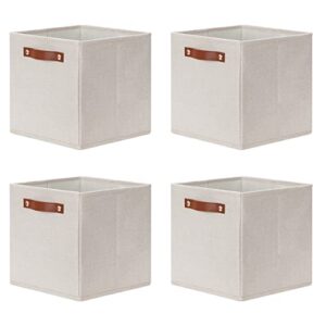 dullemelo storage boxes for shelves closet storage,sturdy home organization bins for gifts empty,foldable fabric storage cubes baskets for nursery toys towels clothes storage(beige)