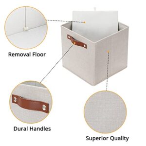 DULLEMELO Storage Boxes for Shelves Closet Storage,Sturdy Home Organization Bins for Gifts Empty,Foldable Fabric Storage Cubes Baskets for Nursery Toys Towels Clothes Storage(Beige)