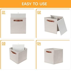 DULLEMELO Storage Boxes for Shelves Closet Storage,Sturdy Home Organization Bins for Gifts Empty,Foldable Fabric Storage Cubes Baskets for Nursery Toys Towels Clothes Storage(Beige)