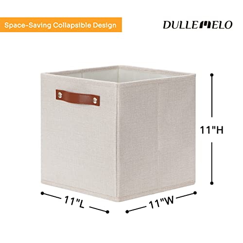 DULLEMELO Storage Boxes for Shelves Closet Storage,Sturdy Home Organization Bins for Gifts Empty,Foldable Fabric Storage Cubes Baskets for Nursery Toys Towels Clothes Storage(Beige)