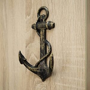 Nautical Anchor Cast Iron Hooks Antique Rustic Vintage Decorative Metal Wall Hooks Scarf Towel Keys Coat Bags Hat Hooks for Home, Garage,Living Room,Bathroom,Kitchen, Garden & Office etc