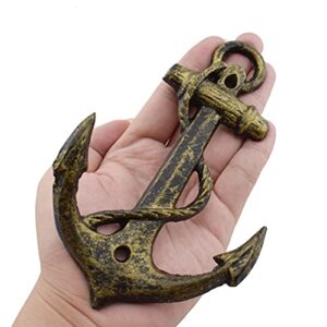 Nautical Anchor Cast Iron Hooks Antique Rustic Vintage Decorative Metal Wall Hooks Scarf Towel Keys Coat Bags Hat Hooks for Home, Garage,Living Room,Bathroom,Kitchen, Garden & Office etc