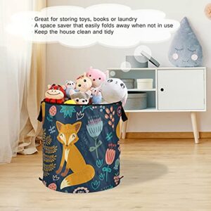 Fox Thanksgiving Pop Up Laundry Hamper With Lid Foldable Laundry Basket With Handles Collapsible Storage Basket Clothes Organizer for Travel Picnic Camp
