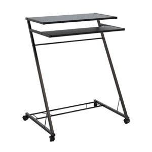lavish home standing rolling laptop desk with casters for mobility, black