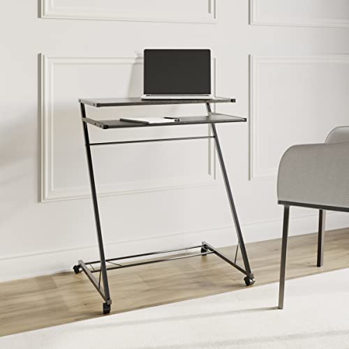 Lavish Home Standing Rolling Laptop Desk with Casters for Mobility, Black