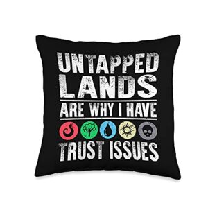 magic card gathering of the geeks co untapped lands trust issues magic geek cool throw pillow, 16x16, multicolor
