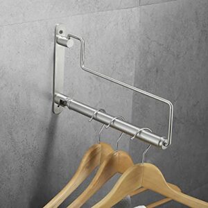 SHUNLI Drying Racks Folding Clothes Hanger Wall Mounted with 180°Swing Arm,Laundry Clothing Hanging Holder System Organizer Space Saver,Brushed Nickel