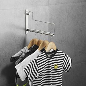 SHUNLI Drying Racks Folding Clothes Hanger Wall Mounted with 180°Swing Arm,Laundry Clothing Hanging Holder System Organizer Space Saver,Brushed Nickel