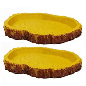 reptile food bowls 2 pack water and food feeding bowl for reptile amphibian pets, lizards, dragons, turtle, bearded, gecko