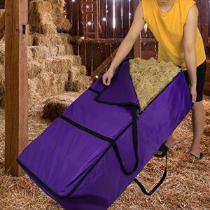 Hay Bag, Large Capacity Hay Bale Bag, Heavy Duty Hay Bale Carry Bag for Horses Cows Cattle Sheep Goats and Others Livestock, Dual Zippers and Carry Handles Design, 45'' x 23'' x14''