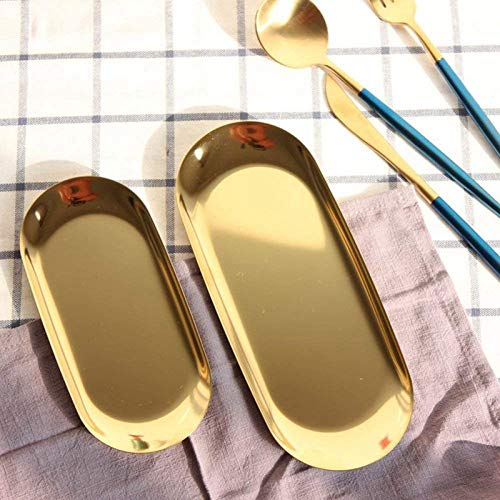 2 Pcs Gold Stainless Steel Towel Tray Storage Tray Decorative Tray Jewelry Tray Trinket Dish Plate Tea Tray Fruit Trays Cosmetics Jewelry Organizer