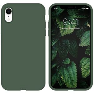 zvastt iphone xr case, iphone xr phone case liquid silicone gel rubber slim phone case soft anti-scratch durable microfiber lining full body shockproof protective cover iphone xr 6.1", forest green