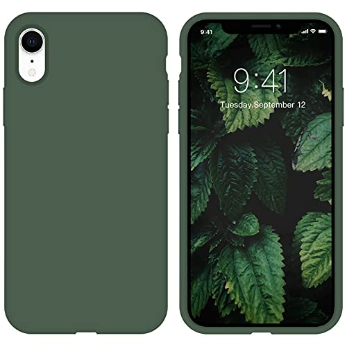 ZVastt iPhone XR Case, iPhone XR Phone Case Liquid Silicone Gel Rubber Slim Phone Case Soft Anti-Scratch Durable Microfiber Lining Full Body Shockproof Protective Cover iPhone XR 6.1", Forest Green