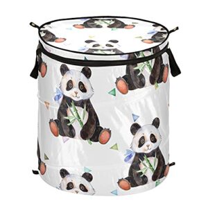 cute panda pop up laundry hamper with lid foldable laundry basket with handles collapsible storage basket clothes organizer for college dorm apartment