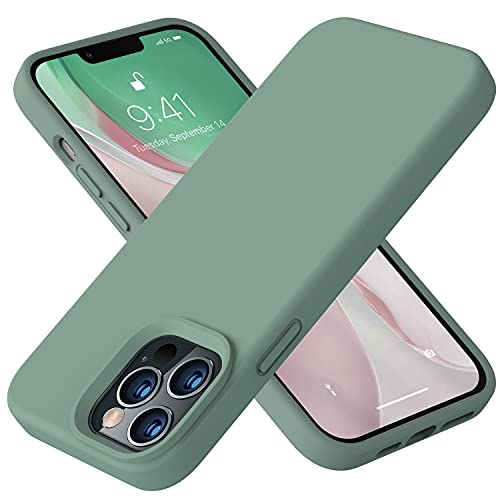 Vooii Compatible with iPhone 13 Pro Max Case, Liquid Silicone Full Body Protective Case with [Anti-Scratch] [Soft Microfiber Lining] [Camera Protective] for iPhone 13 Pro Max 6.7 inch, Pine Green