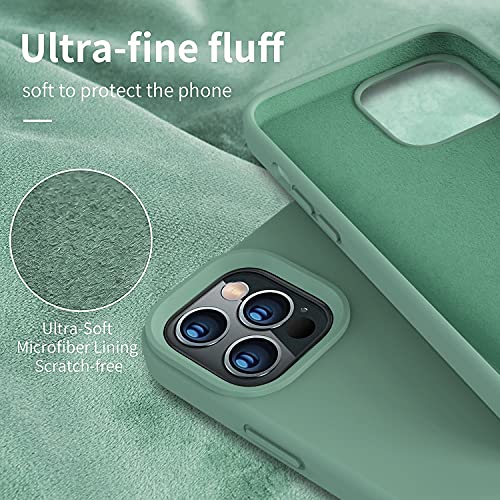 Vooii Compatible with iPhone 13 Pro Max Case, Liquid Silicone Full Body Protective Case with [Anti-Scratch] [Soft Microfiber Lining] [Camera Protective] for iPhone 13 Pro Max 6.7 inch, Pine Green