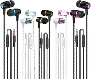 kamon 5 pack earbuds headphones with remote & mic, earphones wired stereo in-ear bass for iphone, android, smartphones, ipod, ipad, mp3, fits all 3.5mm interface (k1)