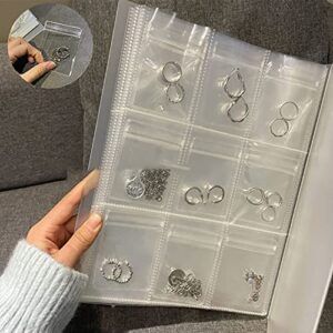 kdgeng transparent jewelry storage book with pockets, storage booklet, self seal plastic pack, frosted, no tarnish, high capacity, lightweight and easy to carry for travel (9 grid)