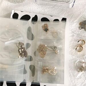 KDGENG Transparent Jewelry Storage Book with Pockets, Storage Booklet, Self Seal Plastic Pack, Frosted, No Tarnish, High Capacity, Lightweight And Easy to Carry for Travel (9 grid)