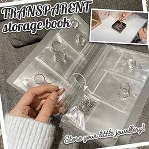 KDGENG Transparent Jewelry Storage Book with Pockets, Storage Booklet, Self Seal Plastic Pack, Frosted, No Tarnish, High Capacity, Lightweight And Easy to Carry for Travel (9 grid)