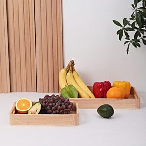 Wood Serving Tray with Handles, Set of 2 Platters, Perfect for Food Tray, Breakfast Tray, Toilet Tray Bathroom Sink Tray